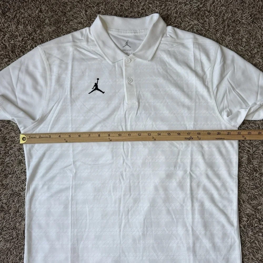 Jordan Dri-FIT Coach Victory Polo White Black Men's Size Medium FN6924-657 NEW